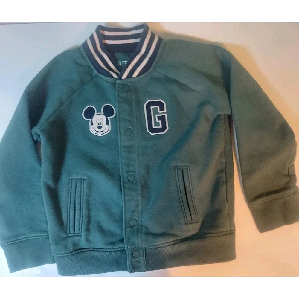 Disney/baby Gap Mickey Mouse‎ Fleece Bomber Jacket 5 Toddler Read!